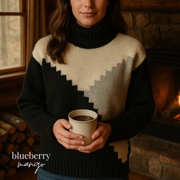 Courtney Rhodes 100% Wool Ski Sweater | Vintage Cabincore Turtleneck | Après-Ski - Picture 1 of 6